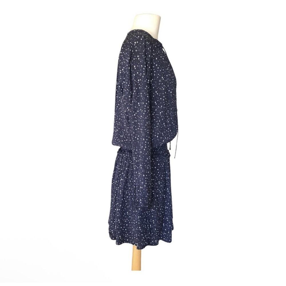 Rails Jasmine Dress Medium Navy Star Print Smocked Waist Long Sleeve Pockets - Picture 3 of 11